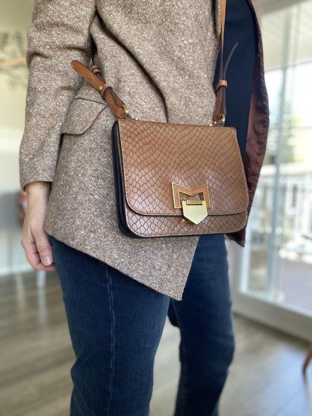 TREESJE Leather Crossbody Black Bag designed to be timeless and sophisticated